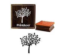 Printtoo Craft Textile Tree Pattern Square Block Brown Wooden Rubber DIY Stamp-5 x 5 Inches