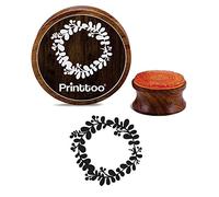 Printtoo DIY Round Stamp Card Making Leaf Wreath Wooden Rubber Stamps Craft Textile-5 Inch