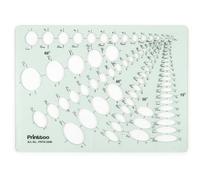 Printtoo Ellipse Stencil Template, 2mm Acrylic Reusable Oval Drawing Guide with 15°, 30°, 45° & 60° Cutouts for Drafting, Technical Drawing, Geometry, School Projects, Art and Craft