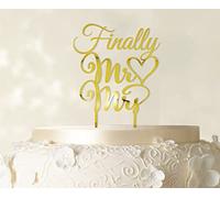 Printtoo Finally Mr Mrs Wedding Cake Topper Personalized Custom Name Cake Toppers Color Option Available 5"-7" Inches Wide