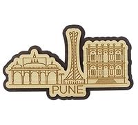 Printtoo Fridge Magnet Pune India Monuments Engraved Wooden Souvenir Gift Collectibles