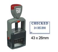 Printtoo Heavy Duty Dater Stamp with Checked by Text & Sign Space Self Inking Date Rubber Stamp-Blue