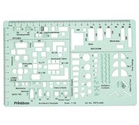 Printtoo House Plan Drafting Template Ruler, 2 mm Green Acrylic Architectural Stencil for Floor Plan, Furniture Layout, Interior Design Drawing, Reusable Transparent Scale 1:100 Template