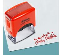 Printtoo Merry Christmas Self Inking Rubber Stamp Pre,Inked Office Stamp, Home Office Business Stationery, 38 x 14 mm, Red