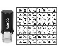 Printtoo Personalized Transport Theme Icons Round Rubber Stamp Self Inking Stamper 12 mm-Black