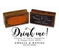 Printtoo Personalized Wood Mounted Drink Me Rubber Stamp Wedding Favor Custom Stamper-2.6 x 1.1 Inches