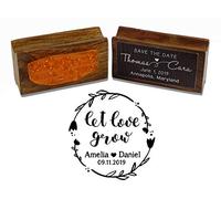 Printtoo Round Personalized Wedding Favor Stamp Custom Wood Mounted Stamp Let Love Grow Rubber Stamper-1.96 Inches Diamater