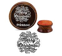 Printtoo Round Wooden Rubber Stamp Merry Christmas Scrap-Booking Craft Textile Stamps-4 Inch