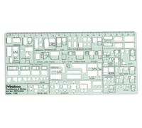 Printtoo Sanitation & Kitchen Layout Template Stencil for House Plan Drafting, Scale 1:100 Interior Planning Ruler with Bathroom Fixtures, Appliances and Utility Symbols for Architects and Designers