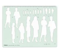 Printtoo Scaled Woman Drafting Template, 2 mm Acrylic Human Figure Outline Stencil with Multiple Pose Cutouts, Ruler Edge for Architecture Layouts, Fashion Sketches, Concept Art and Design Planning