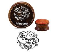 Printtoo Scrap-Booking Wooden Rubber Stamp Round Happy New Year Craft Textile Stamps-3 Inch