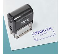 Printtoo Self Inking Office Stationery with Approved by Text Date & Signature Space Rubber Stamp-Blue