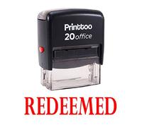 Printtoo Self Inking Rubber Stamp Office Stationary Redeemed Custom Stamp-Red