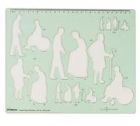 Printtoo Senior People Scale Stencil for Architecture Layouts, Geriatric Human Figure Cutout Template in 2 mm Acrylic with Wheelchair Cane Poses, Ruler Edge for Floor Plans Interior Design Drafting