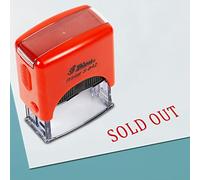 Printtoo Sold Out Self Inking Rubber Stamp Pre,Inked Office Stamp, Home Office Business Stationery, 38 x 14 mm, Red