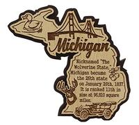 Printtoo USA Michigan State Map Wooden Magnet Souvenir Fridge Magnet Gift