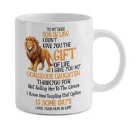 PrintWink Coffee Mug, Funny Son in Law Cup from Mother in Law - Humorous Lion Design Ceramic Mug - Novelty Gift for Son-in-Law, Wedding, Birthday, Christmas