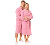 PrintWink Dressing Gown for Women & Men | Luxury Cotton Towelling Bathrobe with Belt & Pocket | Lightweight Soft Fluffy Robe Ideal for Spa, Hotel or Home | Romantic Gift Idea for Couples| Pink S/M