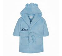 PrintWink Personalised Baby Dressing Gown | Bathrobe For Kids With Embroidered Name | Customised Robe For Boys & Girls | Perfect Newborn Gift | Light Blue 6-12 Months