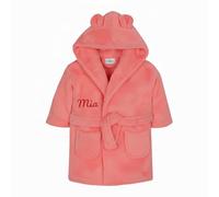 PrintWink Personalised Baby Dressing Gown | Bathrobe For Kids With Embroidered Name | Customised Robe For Boys & Girls | Perfect Newborn Gift | Coral Pink 6-12 Months