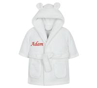 PrintWink Personalised Baby Dressing Gown | Bathrobe For Kids With Embroidered Name | Customised Robe For Boys & Girls | Perfect Newborn Gift | White 6-12 Months