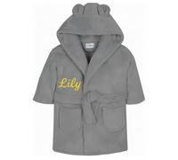 PrintWink Personalised Baby Dressing Gown | Bathrobe For Kids With Embroidered Name | Customised Robe For Boys & Girls | Perfect Newborn Gift | Grey 12-18 Months