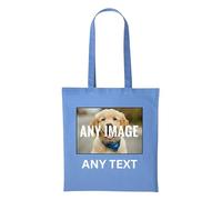 PrintWink Personalised Tote Bag For Women & Men | Cotton Shopping Bag For Work, Gym, Beach & Travel | Cute Bag for Teacher & School | Personalised Gift for Birthday & Christmas | Cornflower Blue