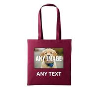 PrintWink Personalised Tote Bag For Women & Men | Cotton Shopping Bag For Work, Gym, Beach & Travel | Cute Bag for Teacher & School | Personalised Gift for Birthday & Christmas | Burgundy