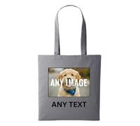 PrintWink Personalised Tote Bag For Women & Men | Cotton Shopping Bag For Work, Gym, Beach & Travel | Cute Bag for Teacher & School | Personalised Gift for Birthday & Christmas | Slate Grey