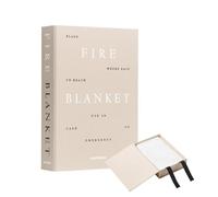 PrintWorks Beige Fire Blanket for Home - Minimaslitc Emergency Safety Cover in Stylish Discreet Book-Style Storage Box