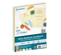 PrintWorks Boho Rainbow Cardstock 8.5" x 11" - 50 Sheets - 5 Assorted Boho Tones - Ideal for School & Craft Projects - 67 lb/147 GSM & 90 lb/165 GSM - Made in The USA - SFI® Certified (00660)