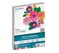 PrintWorks Floral Cardstock Paper 8.5" x 11" - 50 Sheets - 5 Assorted Colors for Flowers - Ideal for School & Craft Projects - 67 lb/147 GSM & 65 lb/176 GSM - Made in The USA (00657)