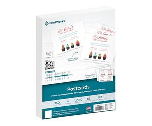 PrintWorks Heavyweight Postcards for Events, RSVPs, Menu Cards, and More, Perforated 8.5 x 11, 67 lb, 4 Cards Per Sheet, 250 Sheets, 1000 Cards Total, White (04299) (4.25 x 5.5 Each)