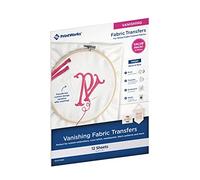 Printworks Vanishing Embroidery Transfers, for White/Light-Colored Fabrics, 12 Sheets, Inkjet, 8.5 x 11 (00524)