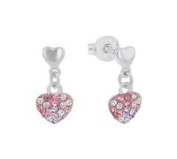 Prinzessin Lillifee earrings 925 Sterling silver girls' children's earrings, with Preciosa, 1.2 cm, silver, heart, comes in jewelry gift box 2013169