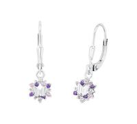 Prinzessin Lillifee earrings 925 Sterling silver girls' children's earrings, with zirconia synth., 2.4 cm, silver, butterfly, comes in jewelry gift box 2036992