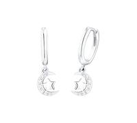 Prinzessin Lillifee hoop earrings 925 Sterling silver girls' children's earrings, with zirconia synth., 2 cm, silver, moon/stars, comes in jewelry gift box 2035294