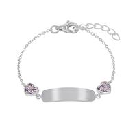 Prinzessin Lillifee Identarmband 925 Sterling Silver girls' children's bracelet, with zirconia synth., 12+2 cm, silver, heart, comes in jewelry gift box 2027208