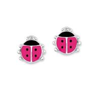 Prinzessin Lillifee stud earrings 925 Sterling silver girls' children's earrings, 0.6 cm, pink, ladybug, comes in jewelry gift box 9045990