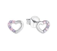 Prinzessin Lillifee stud earrings 925 Sterling silver girls' children's earrings, with zirconia synth., 0.5 cm, purple, heart, comes in jewelry gift box 2021106