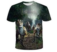 PRIOKNIKO T Shirts Mens Dinosaur 3D Digital Printing Short Sleeve