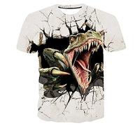 PRIOKNIKO White T Shirt Dinosaur 3D Digital Printing Short Sleeve,Ft23,4XL