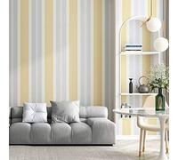 prior.choice 10X0.53M AB Luxurty Colorful Damask Stripes 4 Colors Embossed Textured Non-Woven Wallpaper Roll for Bedroom Livingroom 1.73' W x 32.8' L=5.3㎡ (57sq.ft) (B Stripes Yellow)