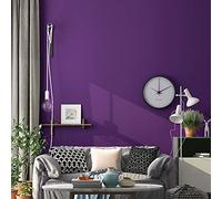 Prior.choice 10X0.53M Artcolour Simple 20 Solid Colors Waterproof Textured Non-Woven Wallpaper Roll for Bedroom Livingroom 1.73' W x 32.8' L=5.3㎡ (57sq.ft) (Dark Purple)