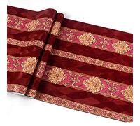 prior.choice 9.5X0.53M Retro AB Vintage Damask Stripes Waterproof Deep Embossed Textured PVC Wallpaper Roll for Bedroom Livingroom 1.73' W x 31.2' L=5.035㎡ (54sq.ft) (B Red Stripe)