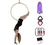 PRIOR FITNESS Aerial Hoop 80cm/85cm/90cm/95cm Single Point Lyre Hoop Set with SGS Certification, Dance Circus - for Acrobatics, Gymnastics and Fitness (90#32)