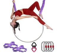 PRIOR FITNESS Aerial Hoop Set, 80 cm/85 cm/90 cm/95 cm Stainless Steel, Double-Point Aerial Hoop Equipment with Hardware, for Home Gym Yoga (90#25)
