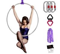 PRIOR FITNESS Aerial Hoop Set, 80 cm/85 cm/90 cm/95 cm Stainless Steel, Non-Point Aerial Hoop Equipment with Hardware, for Home Gym Yoga (95#25)