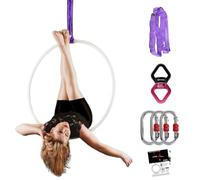 PRIOR FITNESS Aerial Hoop Set, Professional Aerial Lyra Hoop, 85cm/90cm/95cm Stainless Steel Single Point, Circus Fitness Aerial Hoop, Aerial Yoga Hoop for Home, Gym, Clubs (95#32)