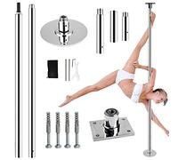 PRIOR FITNESS Permanent Fixed Dance Bar, Professional 45 mm Rotating & Fixed Silver Dance Bar, High Quality Steel Height Adjustable, CE Certificate for Home Training, Studio, Club, Fitness